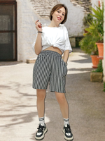 22231 Шорты женские пике темно-серо/белая полоска (56)