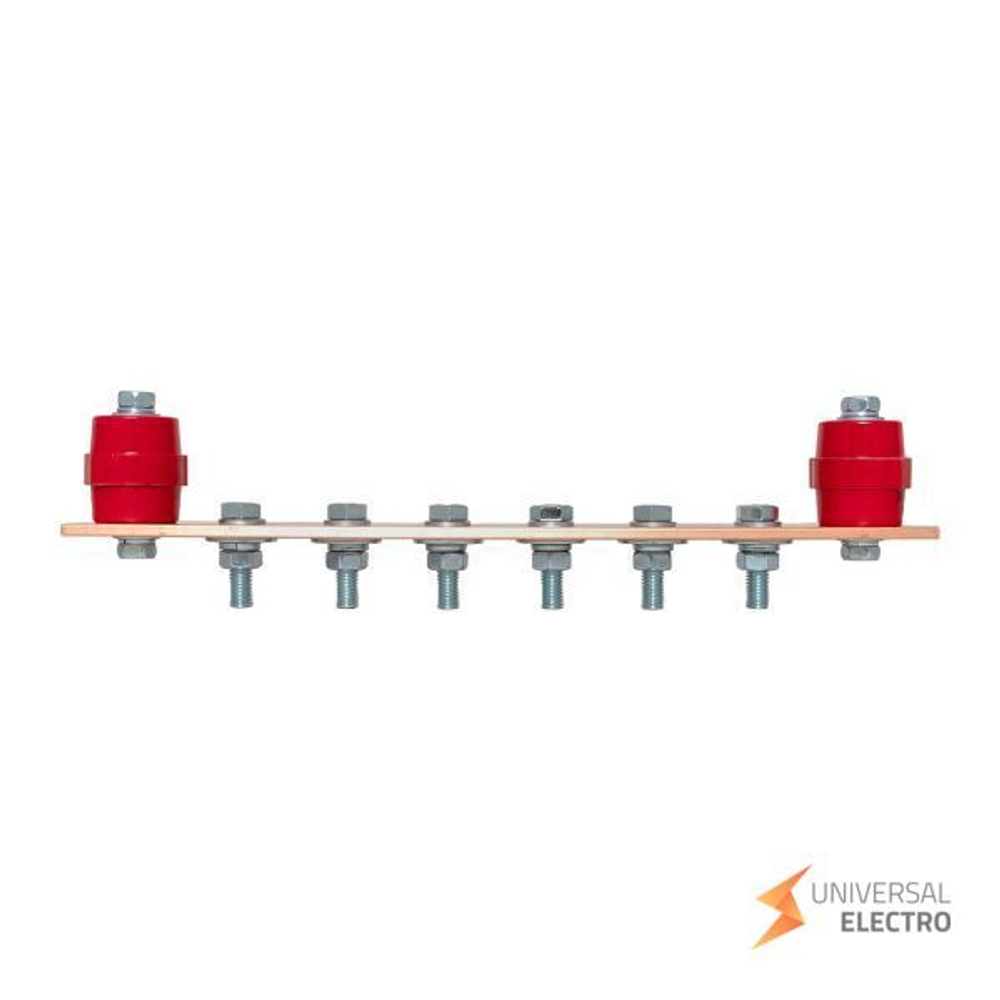 Главная заземляющая шина с изоляторами на 6 подключений ГЗШ-6 Сu EKF