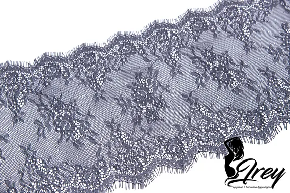 01-11 Кружево шантильи, 23 см, синий/айвори