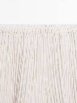 Massimo Dutti Брюки Саруэль с плиссировкой, кремовый