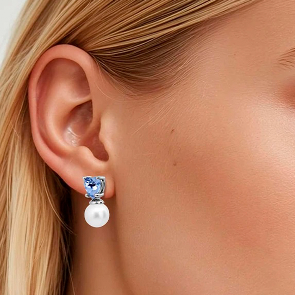 Серьги Dyrberg Kern EMO SS LIGHT BLUE / WHITE PEARL 480037