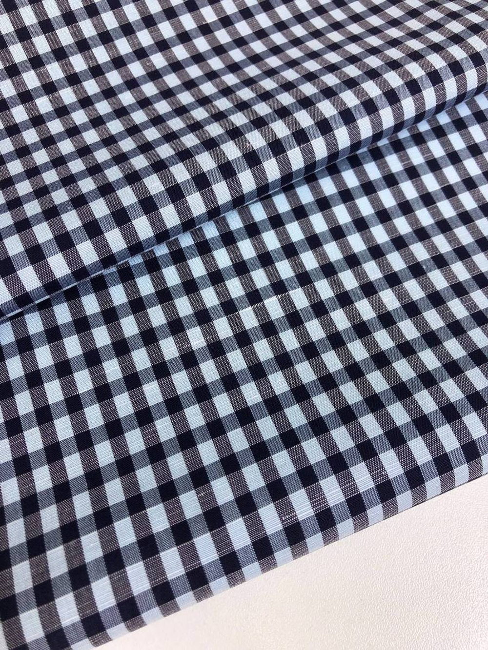 Коттон сорочка принт клетка, голубой/синий NB#87