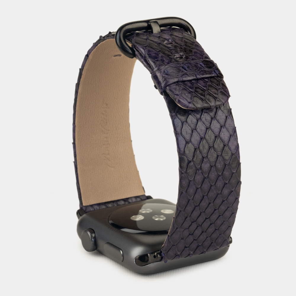 Ремешок для Apple Watch 44/45/46 mm из кожи питона, фиолетового цвета