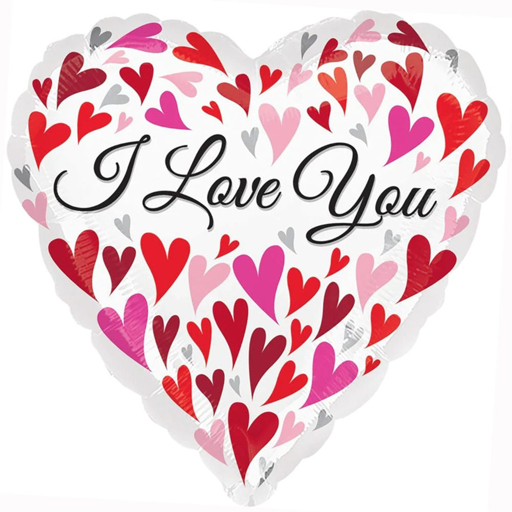 Шар Фольгированный Водопад сердец (Красный)