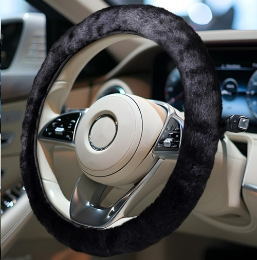 Оплетка руля M 37-38 см иск. мех  MONA LISA Desire  без обода, черная (AZARD)