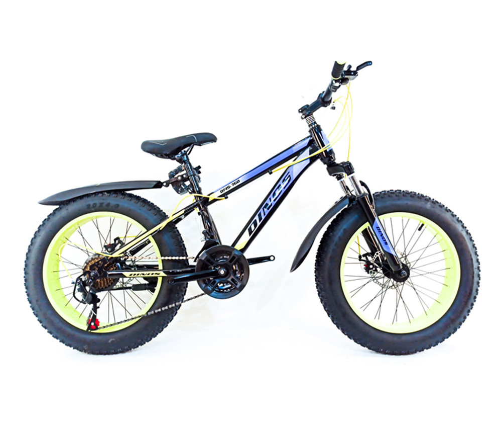 Велосипед Fatbike Dinos 20" 21скор (стальная рама, диск. тормоз) Черно-сине-желтый (DIN-23-1)