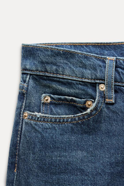ZARA ДЖИНСЫ ПРЯМОГО КРОЯ С НИЗКОЙ ПОСАДКОЙ — ZW COLLECTION, СИНИЙ