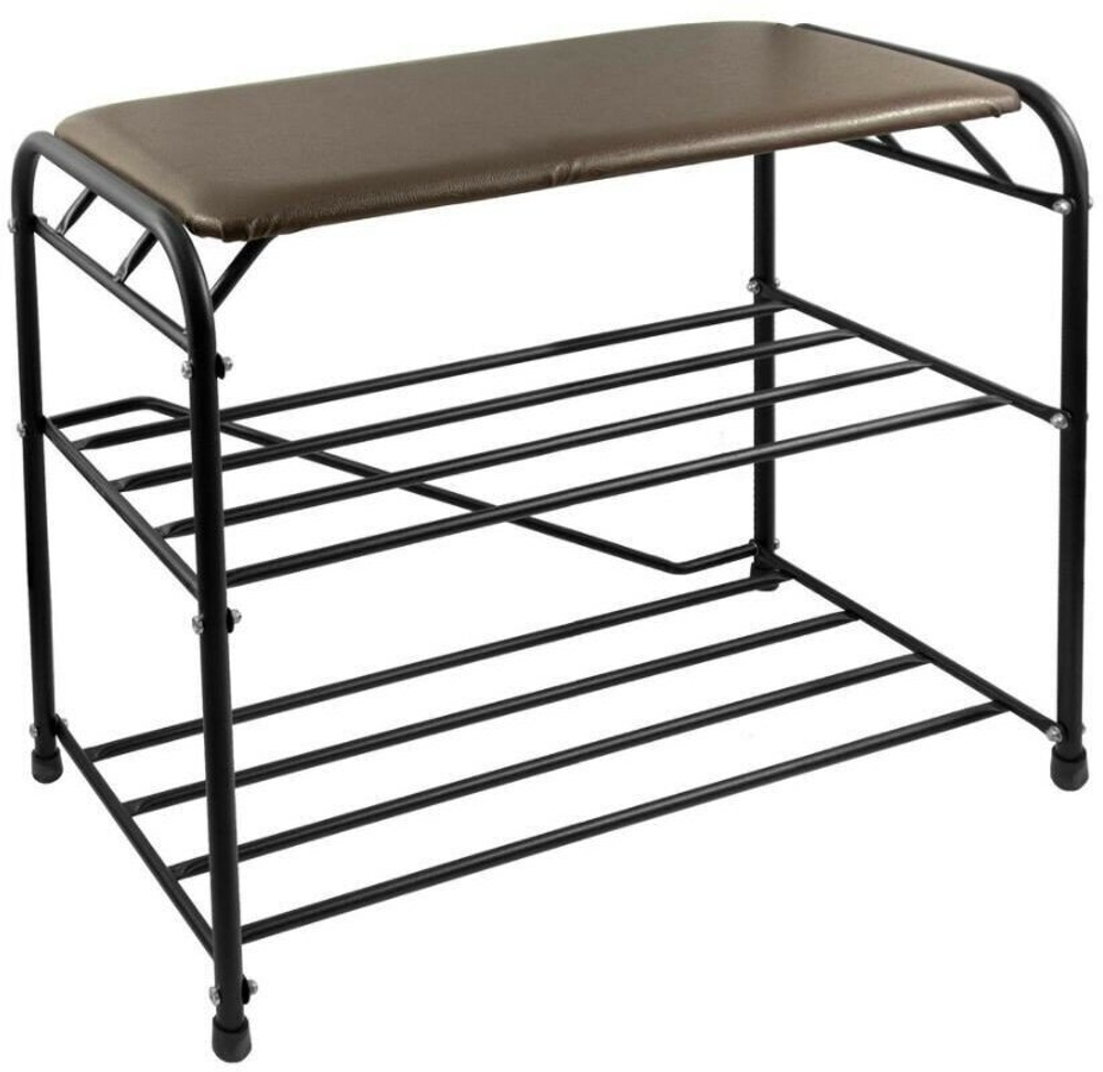 ПОДСТАВКА ДЛЯ ОБУВИ 3 ПОЛКИ 65СМ СИДЕНЬЕМ ЧЕРНЫЙ ПОС66