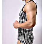 Черно-белая мужская майка в клетку (Размер: XL) (Цвет: разноцветный)