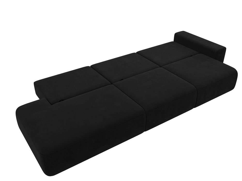 Диван прямой Лига-036 НПБ Модерн Лонг подлокотник справа МИКРОВЕЛЬВЕТ Черный