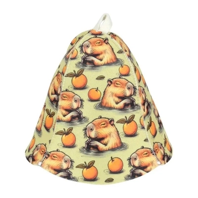 Шапка для бани и сауны с орнаментом «Капибара» «Банные штучки», войлок