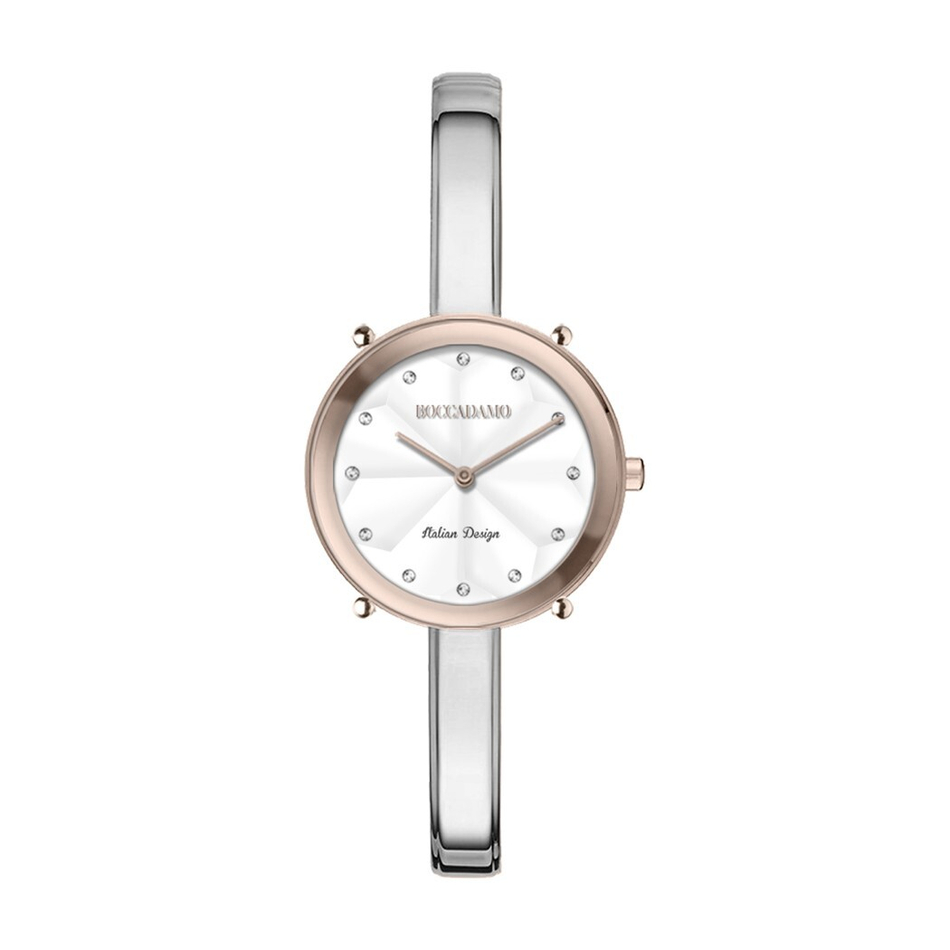 Часы Boccadamo Loving Silver Rosegold LO002 BW/S с минеральным стеклом, кристаллами Swarovski