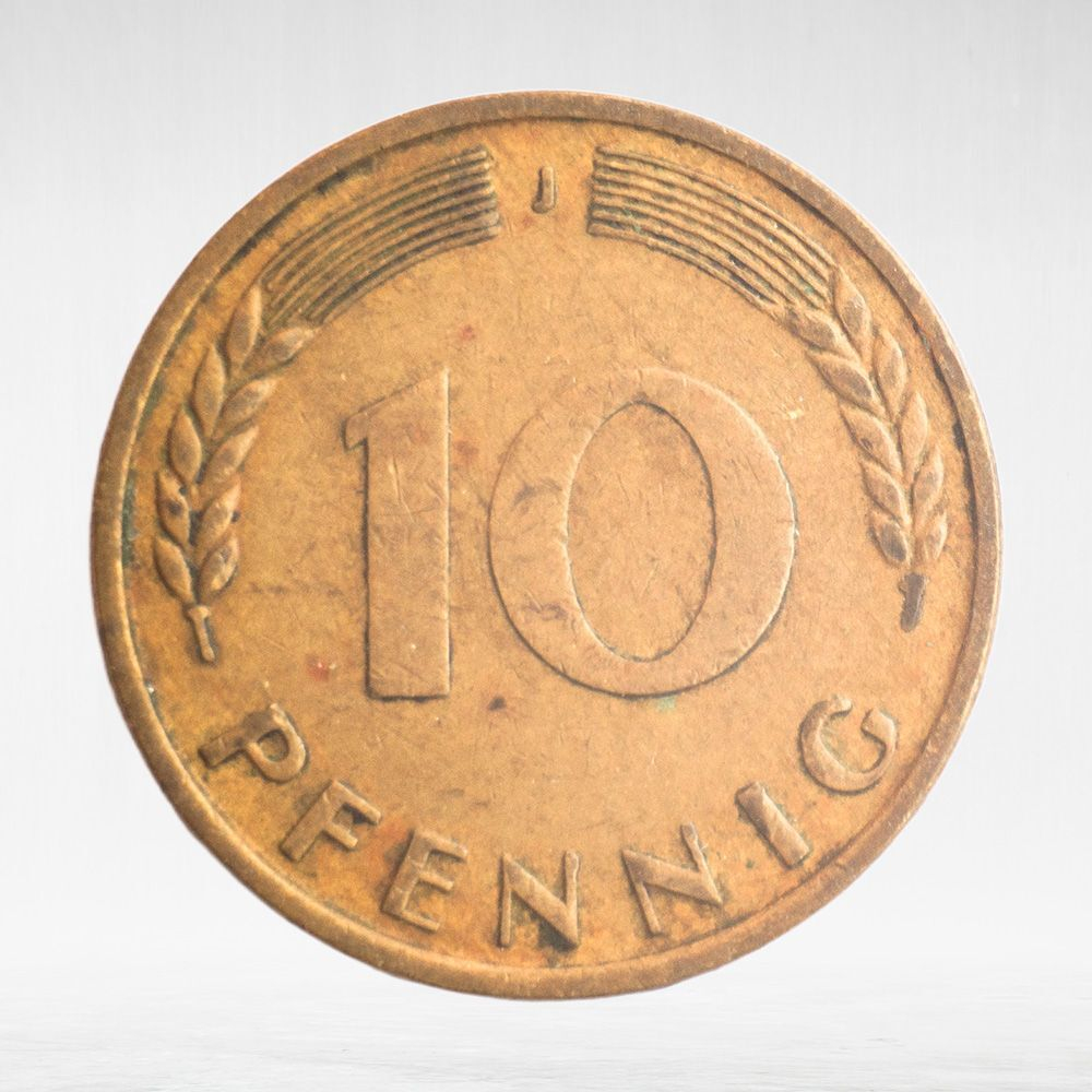 Germany, 10 Pfennigs, 1950, (Hamburg Mint - "J"), VF