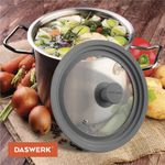 Крышка для любой сковороды и кастрюли универсальная 3 размера (24-26-28 см) серая, DASWERK, 607591