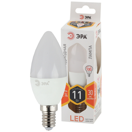 Лампочка светодиодная ЭРА STD LED B35-11W-827-E14 E14 / Е14 11Вт свеча теплый белый свет