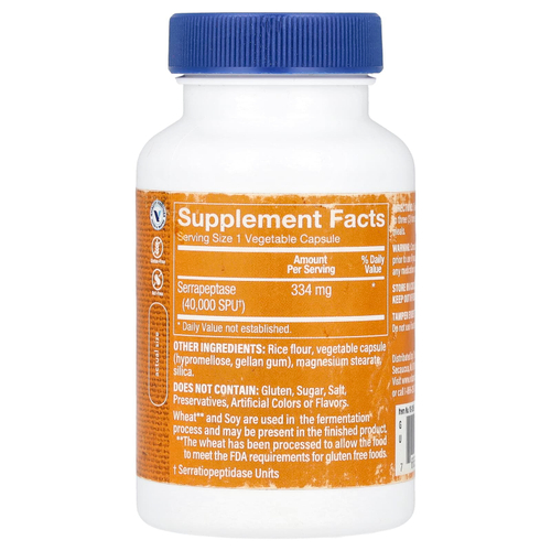 The Vitamin Shoppe, Серрапептаза, 90 растительных капсул