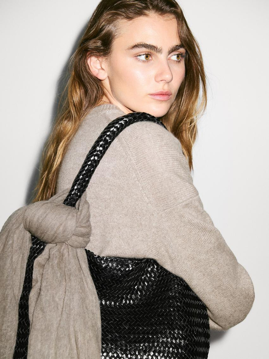 Massimo Dutti Шарф из 100% кашемира, натуральный, кротово-коричневый