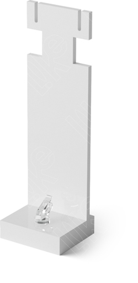 Подставка акриловая для гарнитура/2 прорези/2 выемки/зажим для кольца/ПЭТ карман/Н-130 мм.