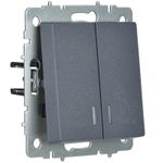 BRITE Выключатель 2-клавишный с индикацией для отелей 10А ВС10-2-9-БрМ маренго IEK