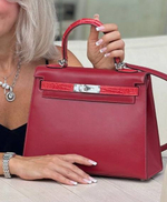 Сумка Hermes частично из кожи крокодила 28 см