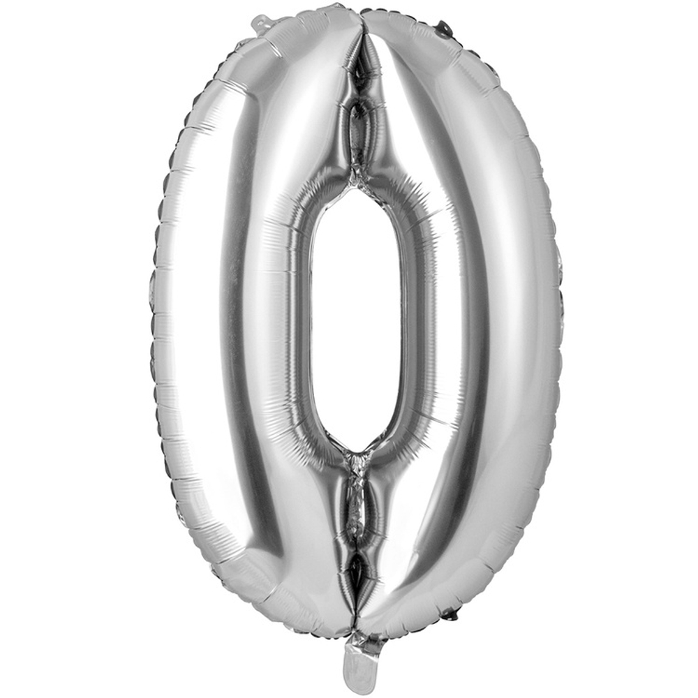 Шар фольгированный Цифра 0 66 см (Серебряный)
