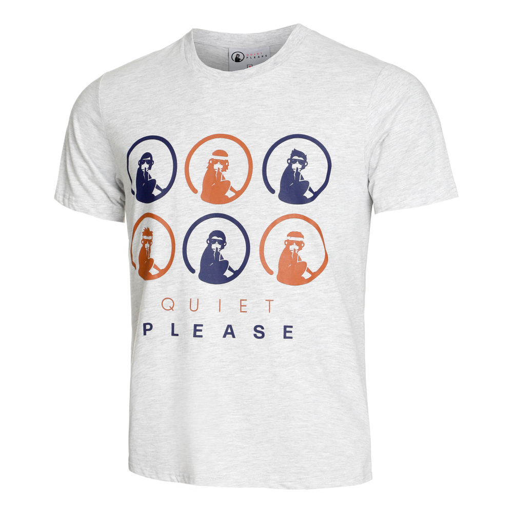 Мужское теннисное поло Quiet Please Retro Monkey T-Shirt Men - Lightgrey, Multicoloured