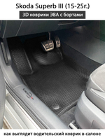 Передние автомобильные коврики ЭВА с бортами для Skoda Superb III (15-25г.)
