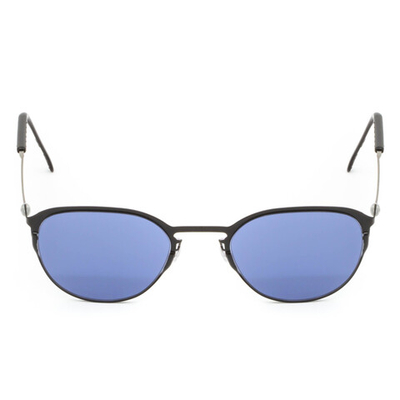 Черные солнцезащитные очки из титана с темно-синими линзами. Модель 21