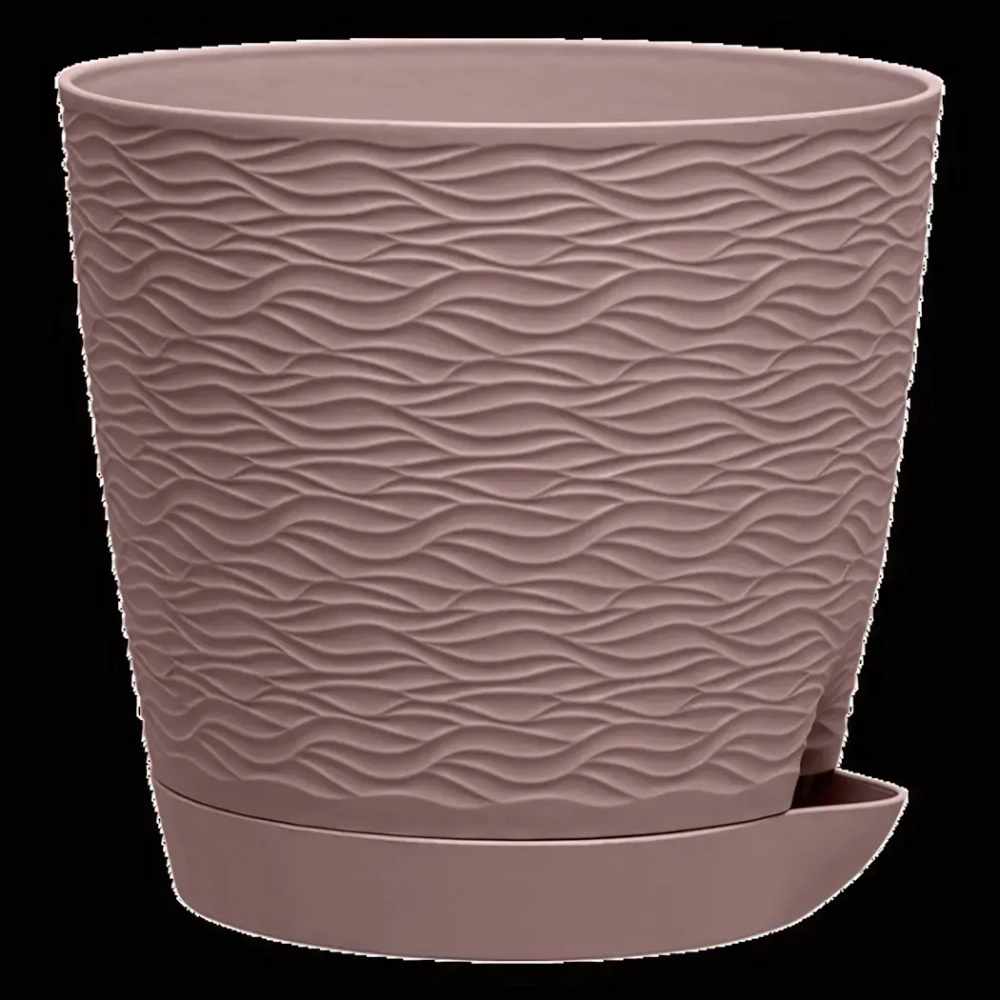 Кашпо для цветов пластиковое 1,5л d-14 см «Блюз»с поддоном Пыльная роза