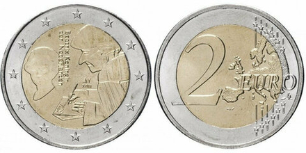 Нидерланды 2 евро 2011 500 лет издания книги «Похвала глупости» Эразма Роттердамского XF