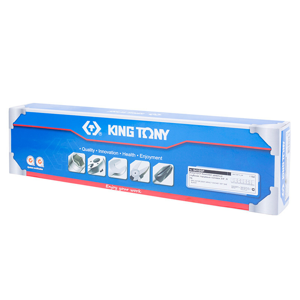 KING TONY (6410SP) Набор ударных глубоких торцевых головок 3/4", 6-гранные, 1"-1&1/2", 8 предметов