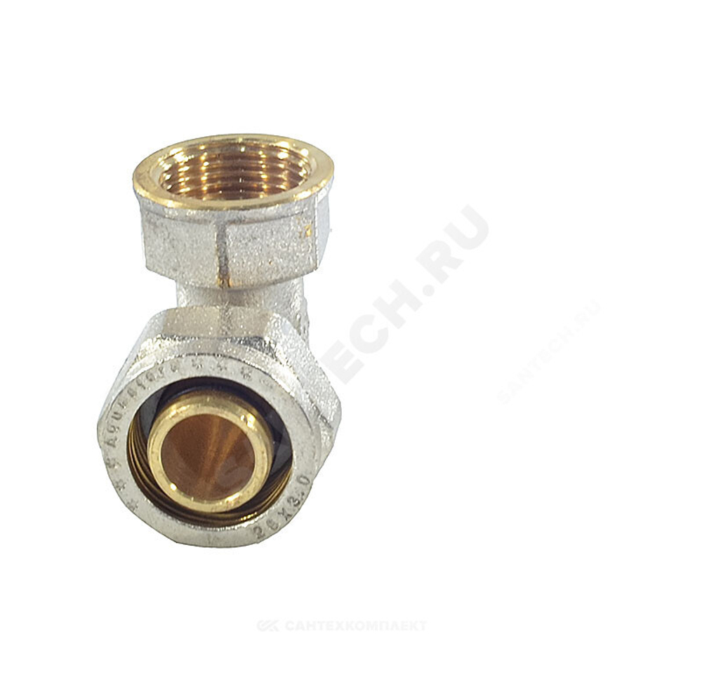 Угольник МП латунь никель обжим Дн 20х3/4"х90гр ВР ГОСТ 32415-2013 7007 Aquasfera 7007-04