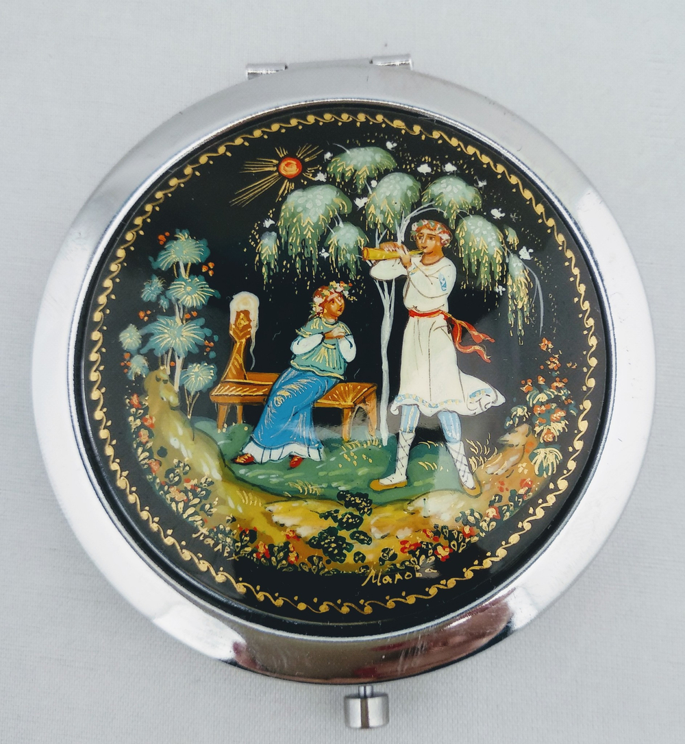 Двустворчатое карманное зеркало "Парочка" (худ. Марова).