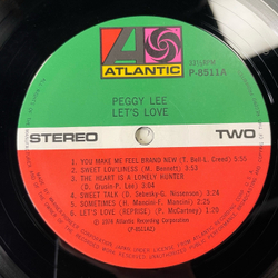 Винтажная виниловая пластинка LP Peggy Lee Let's Love (Япония 1974) (Без Оби)