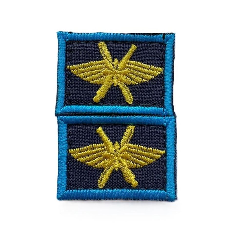 Нашивка петличная ВКС на липучке синий фон синий кант