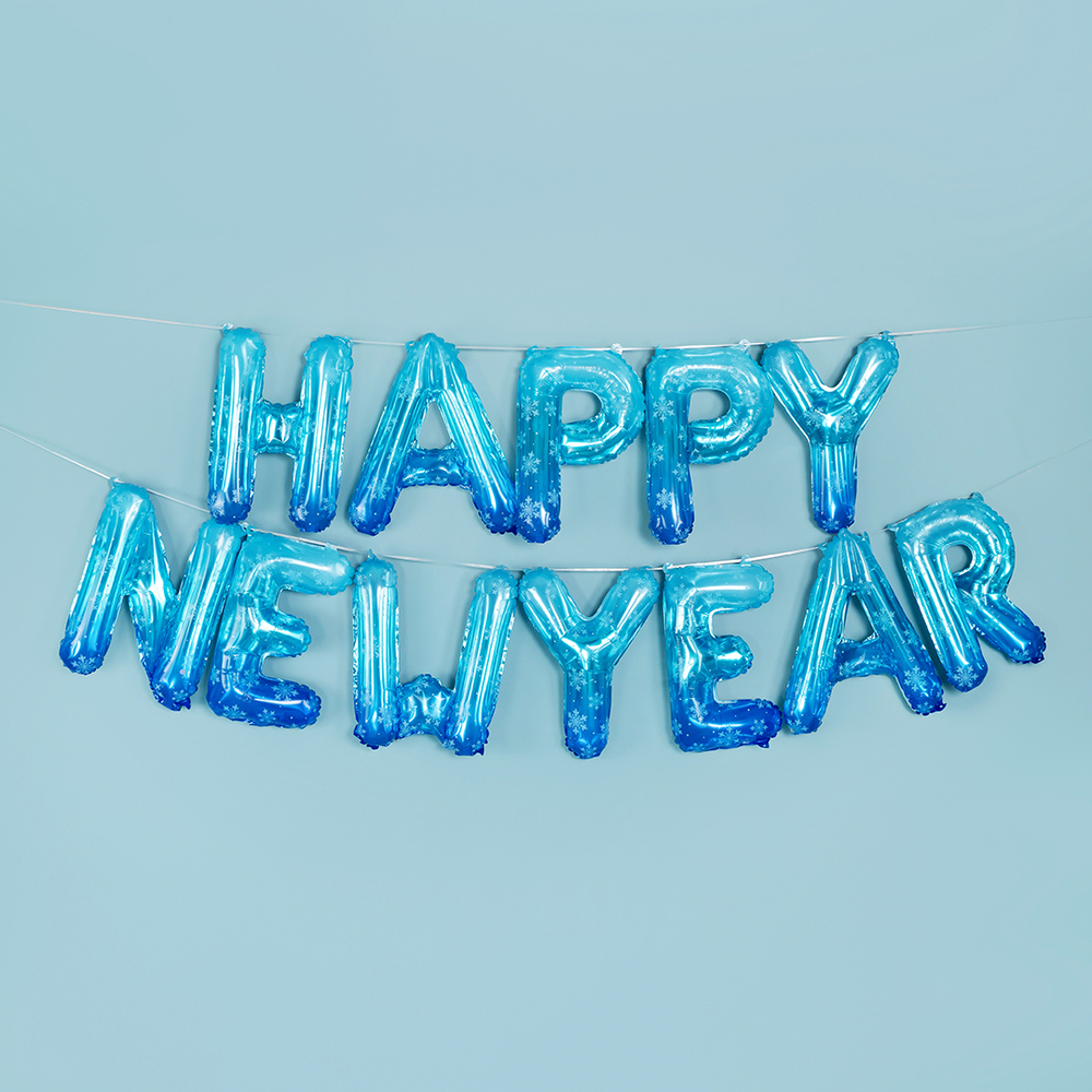 Набор букв "Happy New Year" голубой градиент 36 см