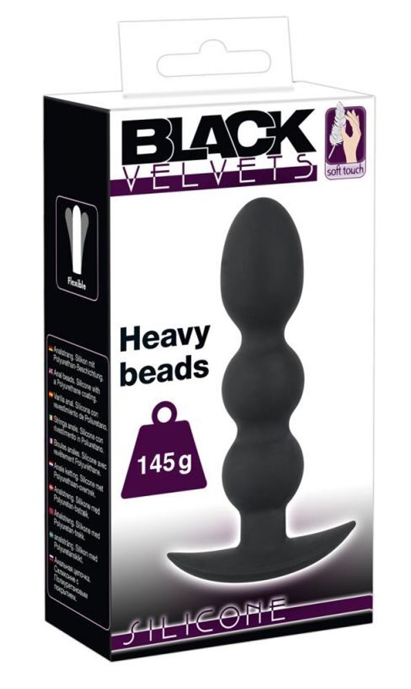 5330250000 / Тяжелая анальная елочка на жесткой сцепке Black Velvets Heavy Beads