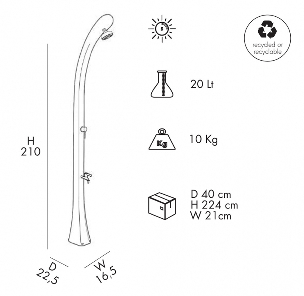 Душ солнечный Arkema Happy One F 120, антрацит
