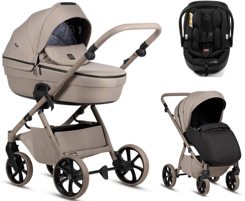 Детская коляска Tutis Uno 6 Plus Essential collection 3 в 1 с автокреслом Beno Black 1602172 Taupe с сумкой