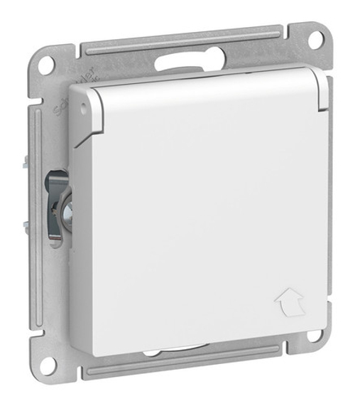 SE AtlasDesign Бел Розетка с/з с/ш с/крышкой 16А IP20 механизм ИП