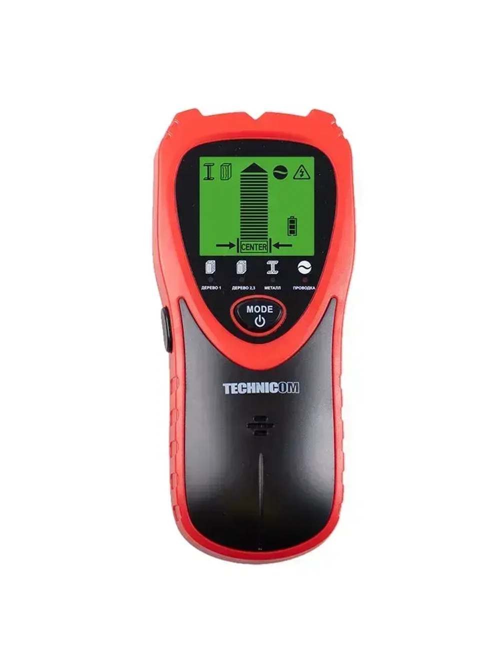 Электронный детектор дерева, металла и электропроводки TECHNICOM TC-ED101MW, 1х9В, 25-60мм глубина обнаружения