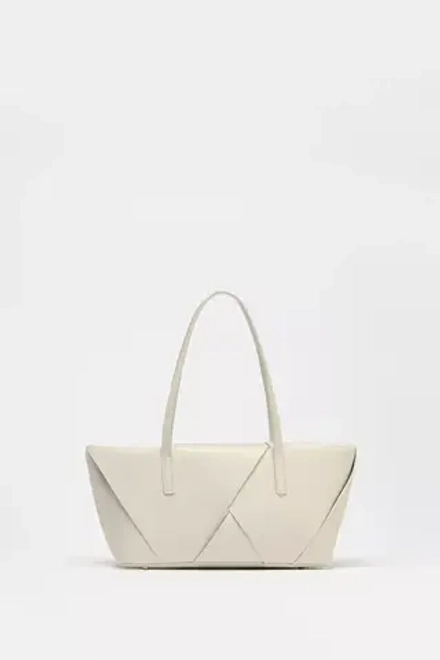 ZARA ПРЯМОУГОЛЬНАЯ ПЛЕТЕНАЯ СУМКА, ЭКРЮ