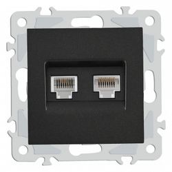 Розетка двойная RJ-11 и Ethernet RJ-45, без рамки Arte Milano am-206 206.44-1.black