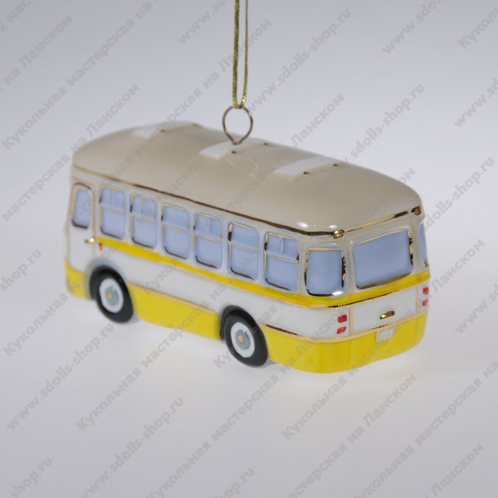 Фарфоровая ёлочная игрушка Автобус