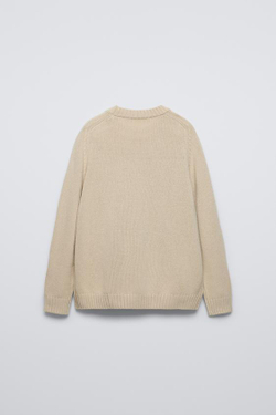 ZARA СВИТЕР ИЗ СМЕСОВОЙ ШЕРСТЯНОЙ ПРЯЖИ, ПЕСОЧНЫЙ