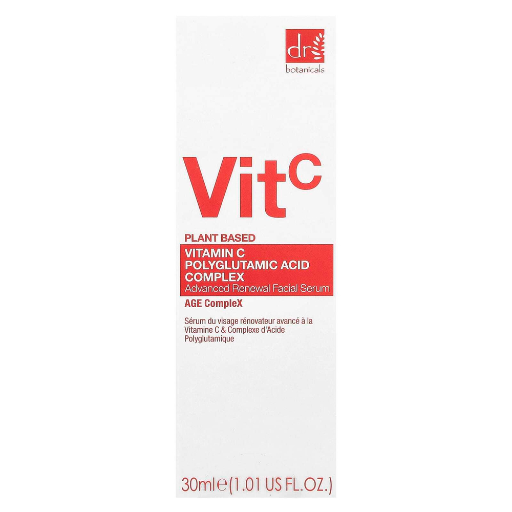 Dr. Botanicals, Комплекс с витамином C и полиглутаминовой кислотой, обновляющая сыворотка для лица, 30 мл (1,01 жидк. Унции)