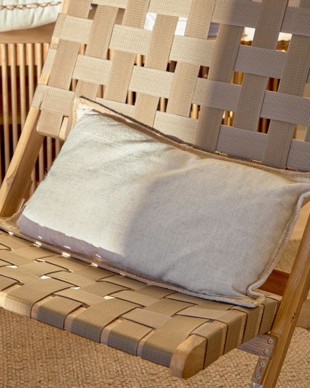 Складное кресло Chabeli из дерева акации и бежевого корда