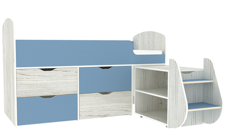 Кровать-чердак КарИВи Малыш 7 Винтерберг Светло-синий, голубой