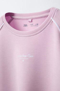 ZARA ФУТБОЛКА ИЗ МОДАЛА С НАДПИСЬЮ, РОЗОВЫЙ