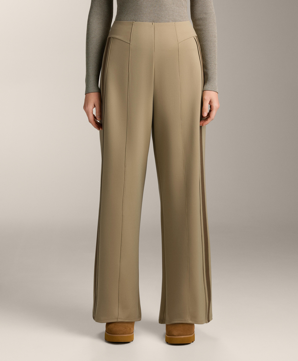 OYSHO Брюки прямого кроя с высокой посадкой и неопреновым эффектом, отделанные кантом, бежево-зеленый